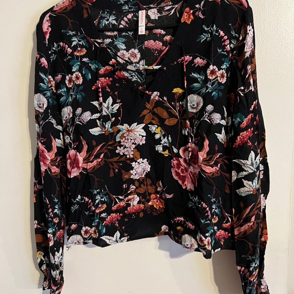 Xhilaration Black Floral Blouse
